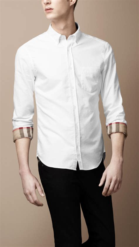 white and black burberry shirt|Burberry white button down shirt.